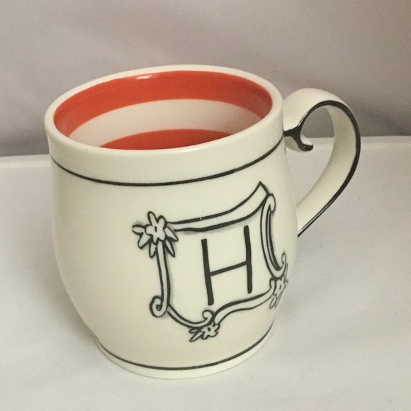 Anthropologie white monogram H coffee tea cup - Picture 2 of 5